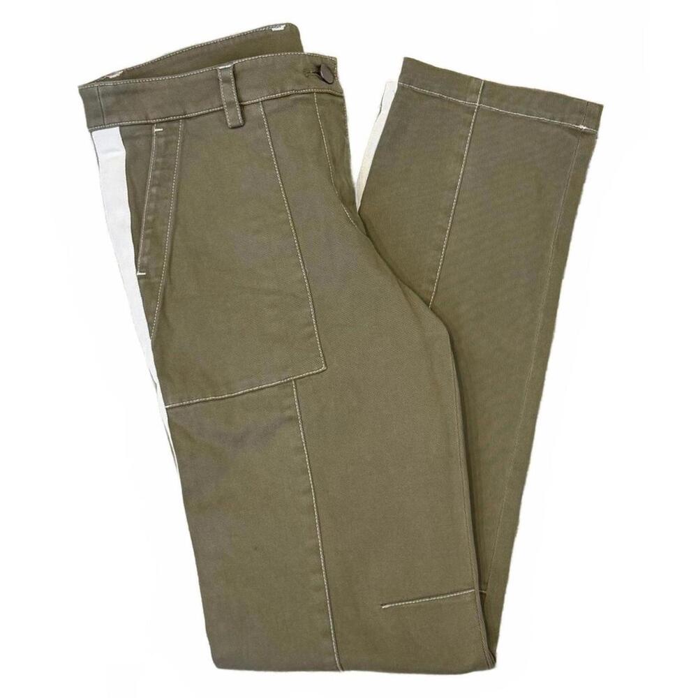 TWP Isa Dark Olive Side Stripe Cargo Pants Military Green Wide Leg Trousers Sz 6